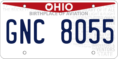 OH license plate GNC8055