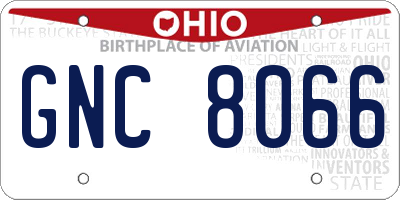 OH license plate GNC8066