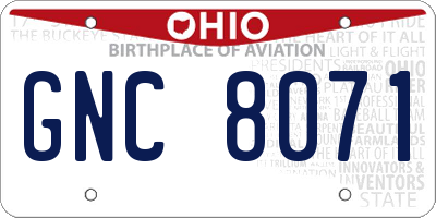 OH license plate GNC8071