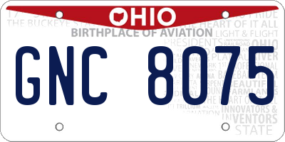 OH license plate GNC8075