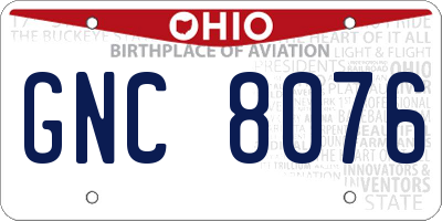OH license plate GNC8076