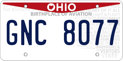 OH license plate GNC8077