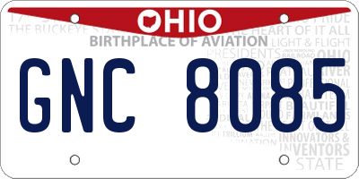 OH license plate GNC8085