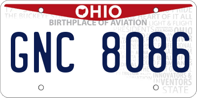 OH license plate GNC8086