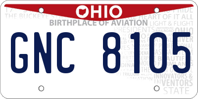 OH license plate GNC8105