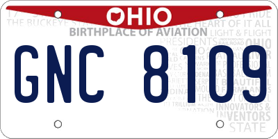 OH license plate GNC8109
