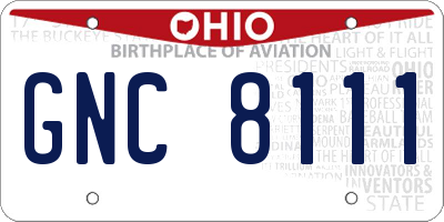 OH license plate GNC8111