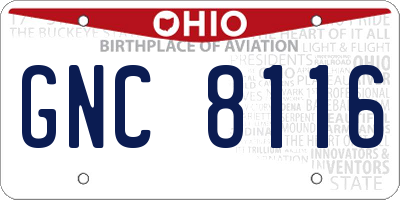 OH license plate GNC8116