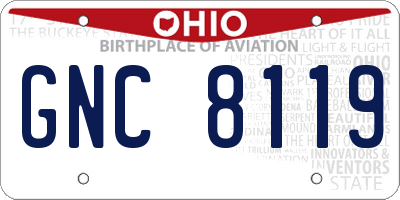OH license plate GNC8119