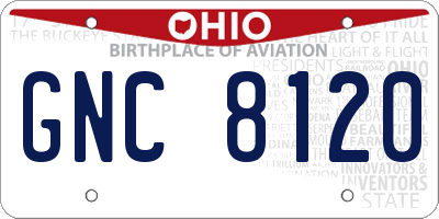 OH license plate GNC8120
