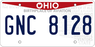 OH license plate GNC8128