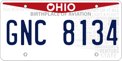 OH license plate GNC8134