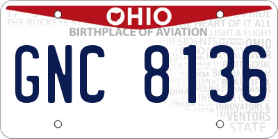 OH license plate GNC8136