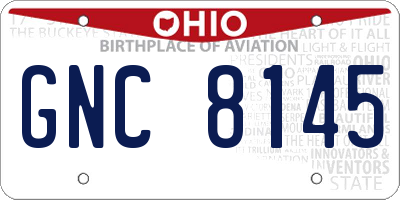 OH license plate GNC8145