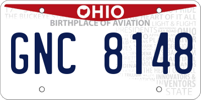 OH license plate GNC8148
