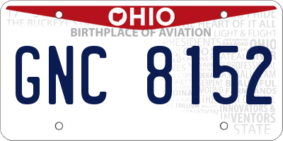 OH license plate GNC8152