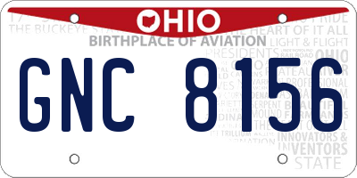 OH license plate GNC8156