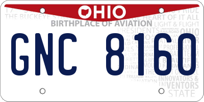 OH license plate GNC8160