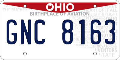 OH license plate GNC8163