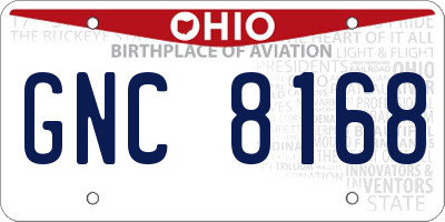 OH license plate GNC8168