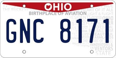 OH license plate GNC8171