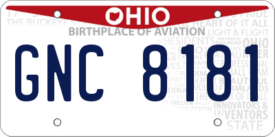 OH license plate GNC8181