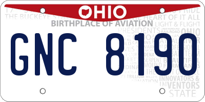 OH license plate GNC8190