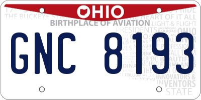 OH license plate GNC8193