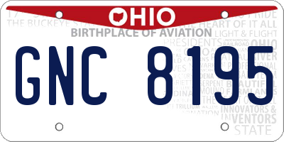 OH license plate GNC8195