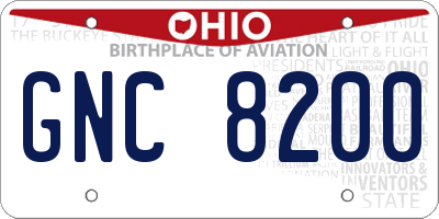 OH license plate GNC8200