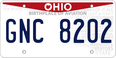 OH license plate GNC8202