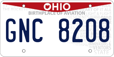 OH license plate GNC8208