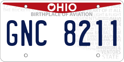 OH license plate GNC8211
