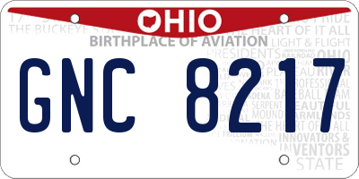 OH license plate GNC8217