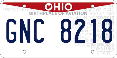 OH license plate GNC8218