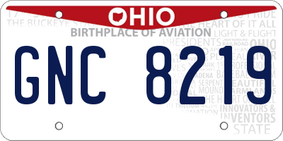 OH license plate GNC8219