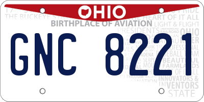 OH license plate GNC8221