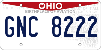 OH license plate GNC8222