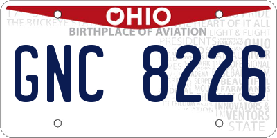 OH license plate GNC8226