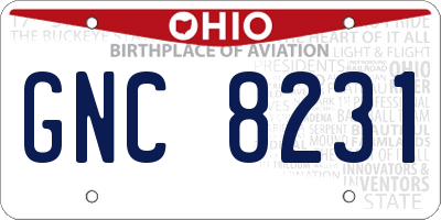 OH license plate GNC8231