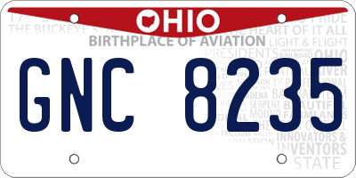 OH license plate GNC8235