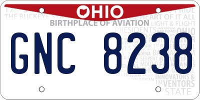 OH license plate GNC8238