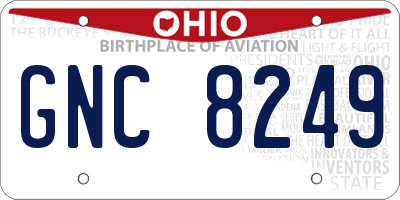 OH license plate GNC8249