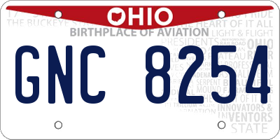 OH license plate GNC8254