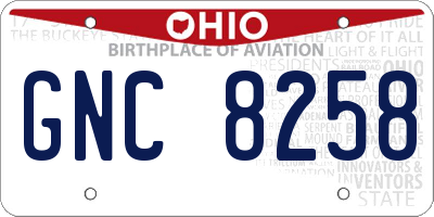 OH license plate GNC8258