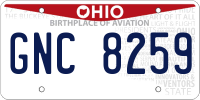 OH license plate GNC8259