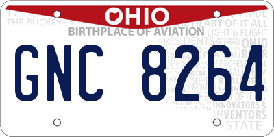 OH license plate GNC8264