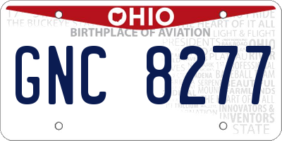 OH license plate GNC8277