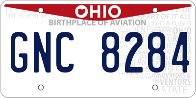 OH license plate GNC8284