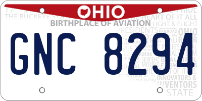 OH license plate GNC8294